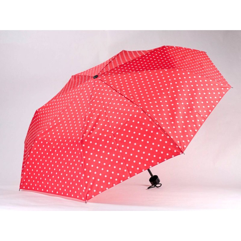 Retro Puntíky skládací dámský deštník s manuálním otevíráním
