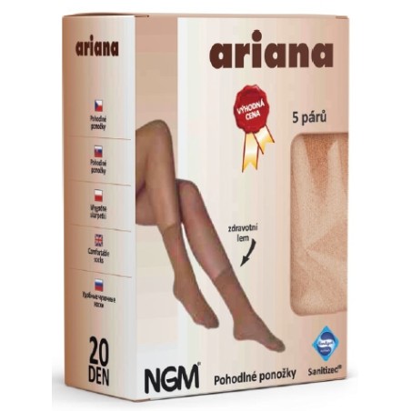 Ariana - jemné silonové ponožky se zdravotním lemem, se zesílenou špicí, 5 párů
