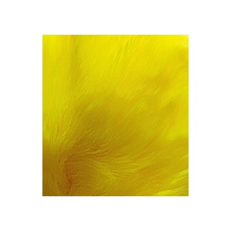 Bambule 6-7cm králičí kožešinová žlutá neon s poutkem