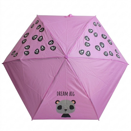 Dětský skládací deštník ultralehký Panda - růžový